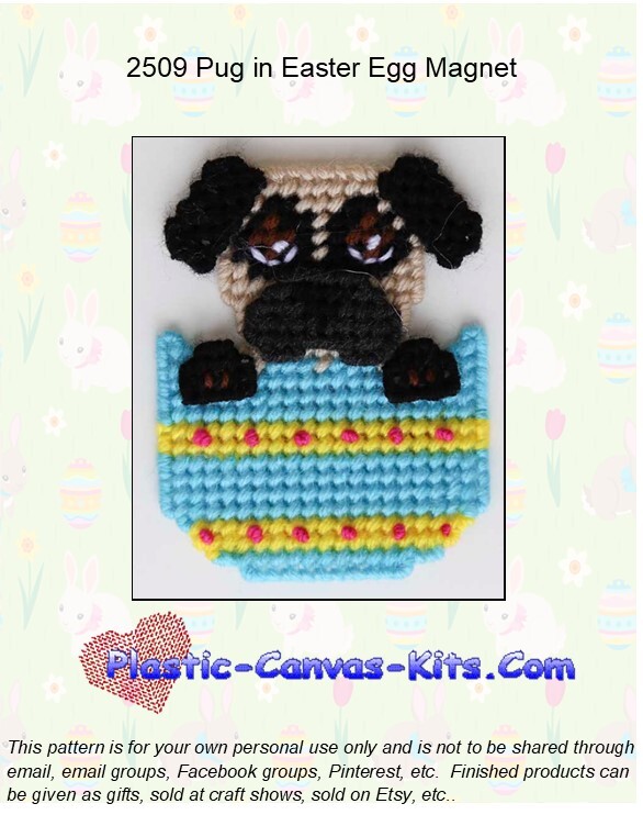 Pug in Easter Egg Magnet-Plastic Canvas Pattern/Kit