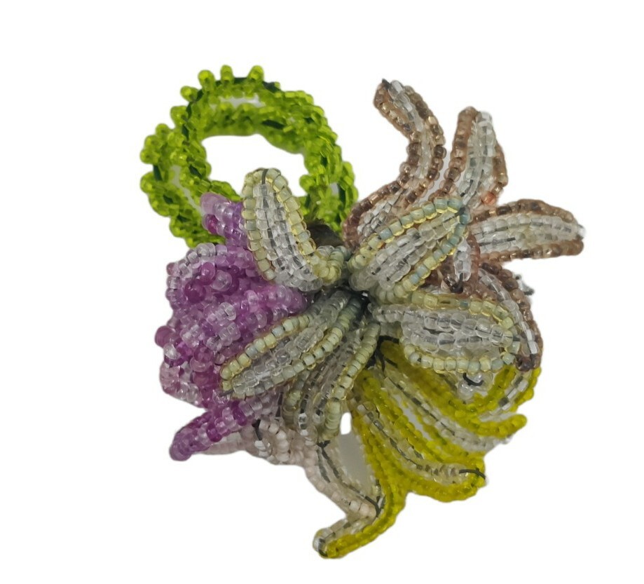 French Seedbead Handmade Ring Floral