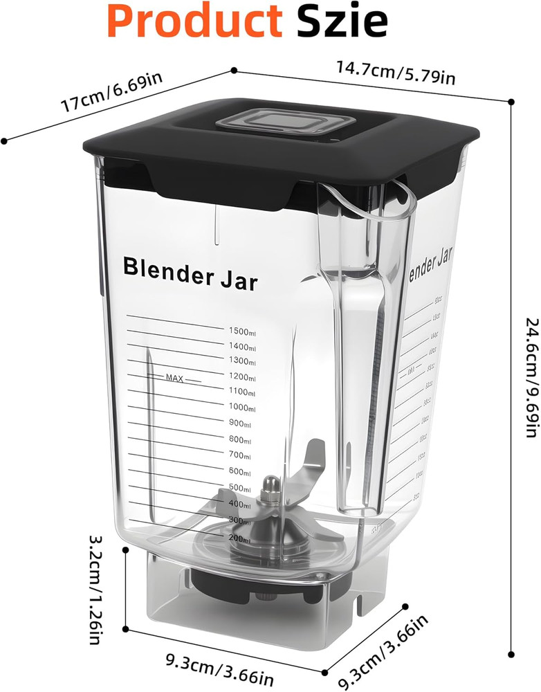 90 Oz Replacement Jar Compatible with Blendtec Blender, Container Pitcher Fits A