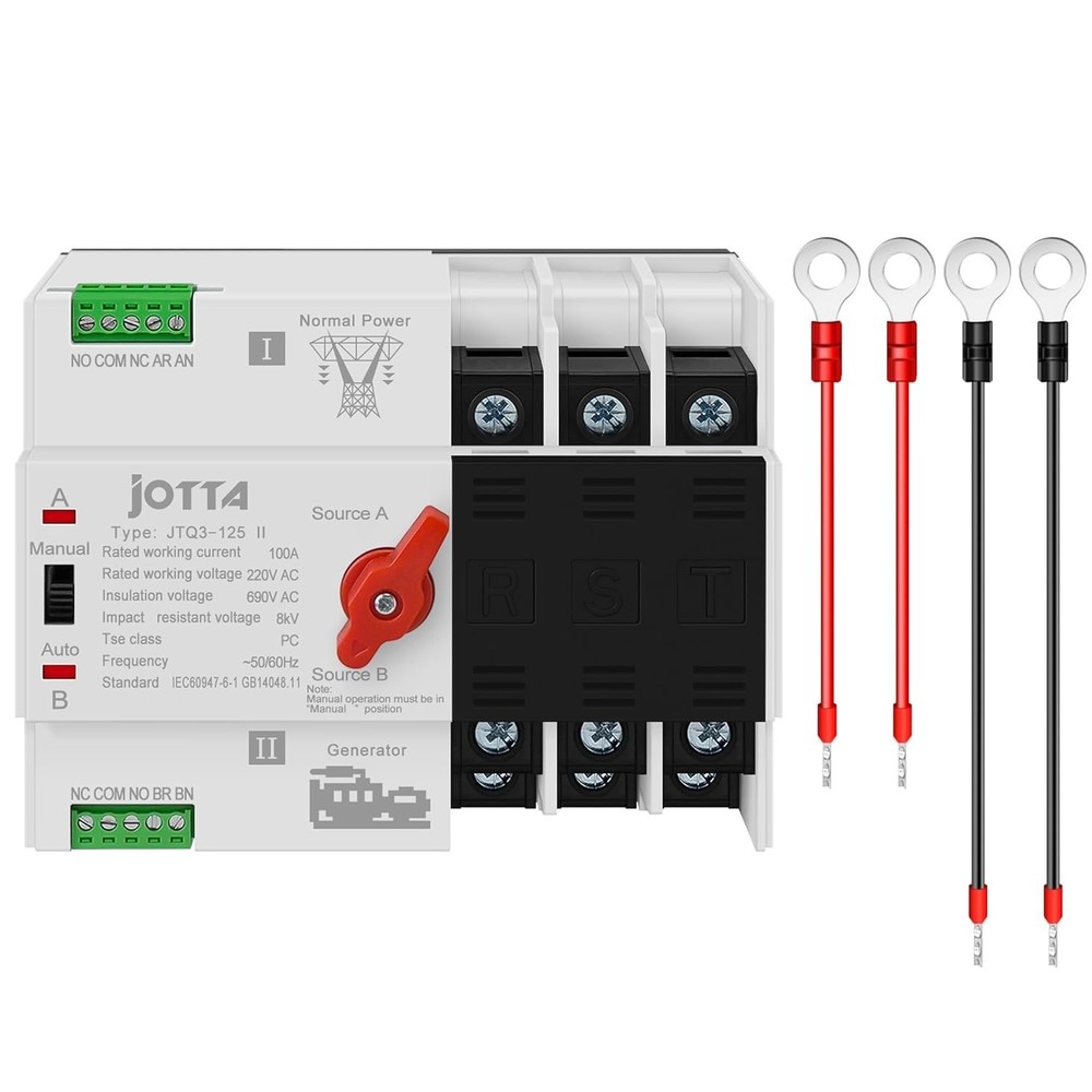 Compact 100A Automatic Transfer Switch for Generator Backup - 220V/50-60Hz