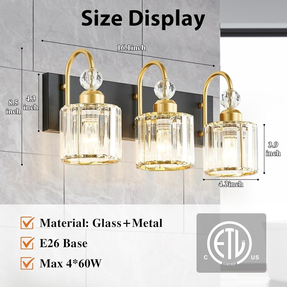 DIAMONDFORGE Bathroom Vanity Light Fixtures Over Mirror, Makeup Lighting for ...