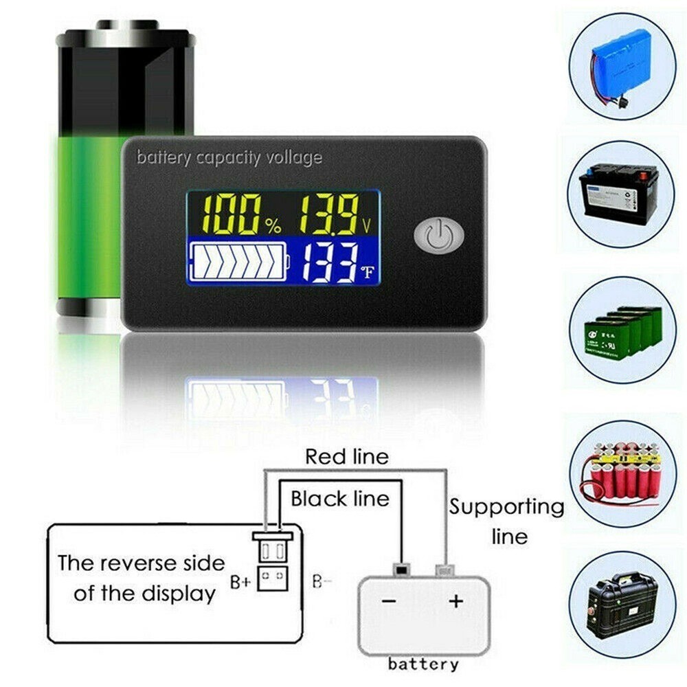 LCD Voltmeter Digital Display Auto-Off On/Off Switch Meter Monitor