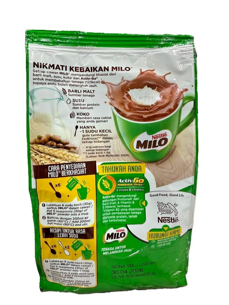 Nestle Milo Activ-Go Energetic Drink Softpack 400g- 1 Pack