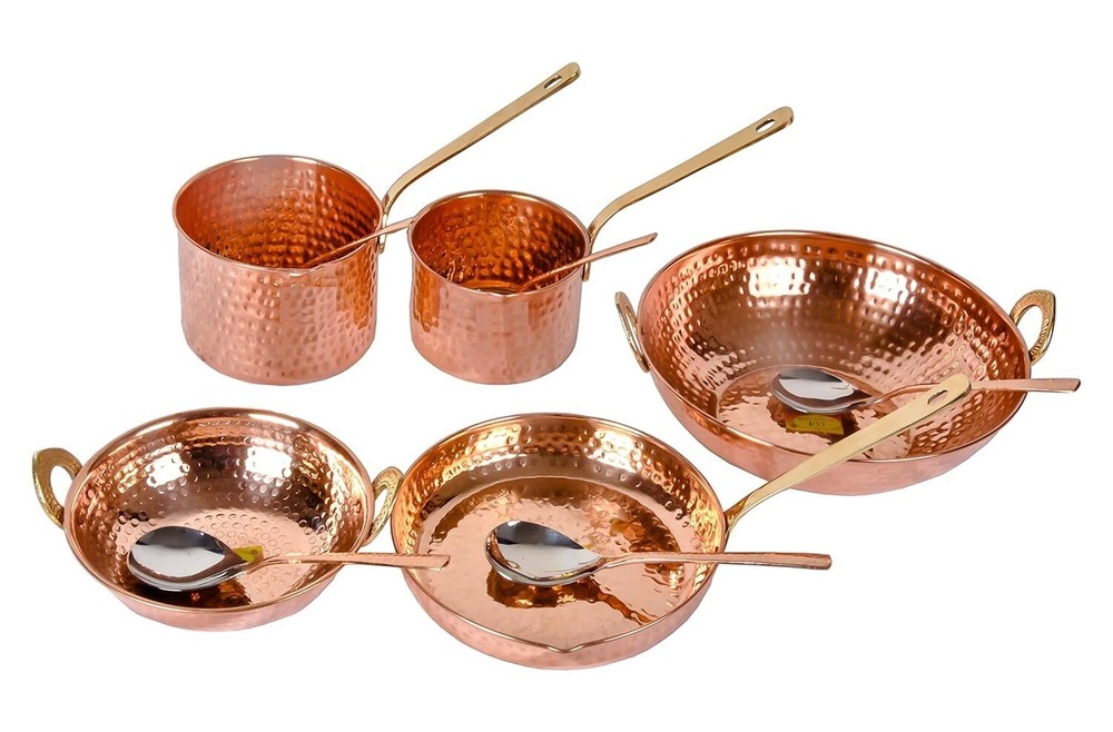 Pure Copper Cookware Set 10 Piece Set with Serving Spoon