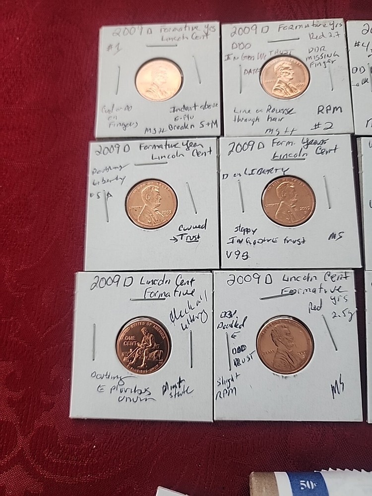 ☆☆Must Have ☆BU 2009-D Lincoln ANNIVERSARY Cent Set Formative Years MS ERRORS☆☆☆