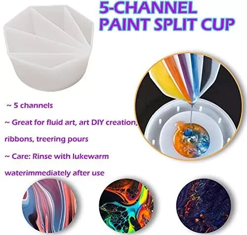 7Pcs Split Cup Flower Pour Cup Silicone Paint Cup Acrylic Pouring Strainers