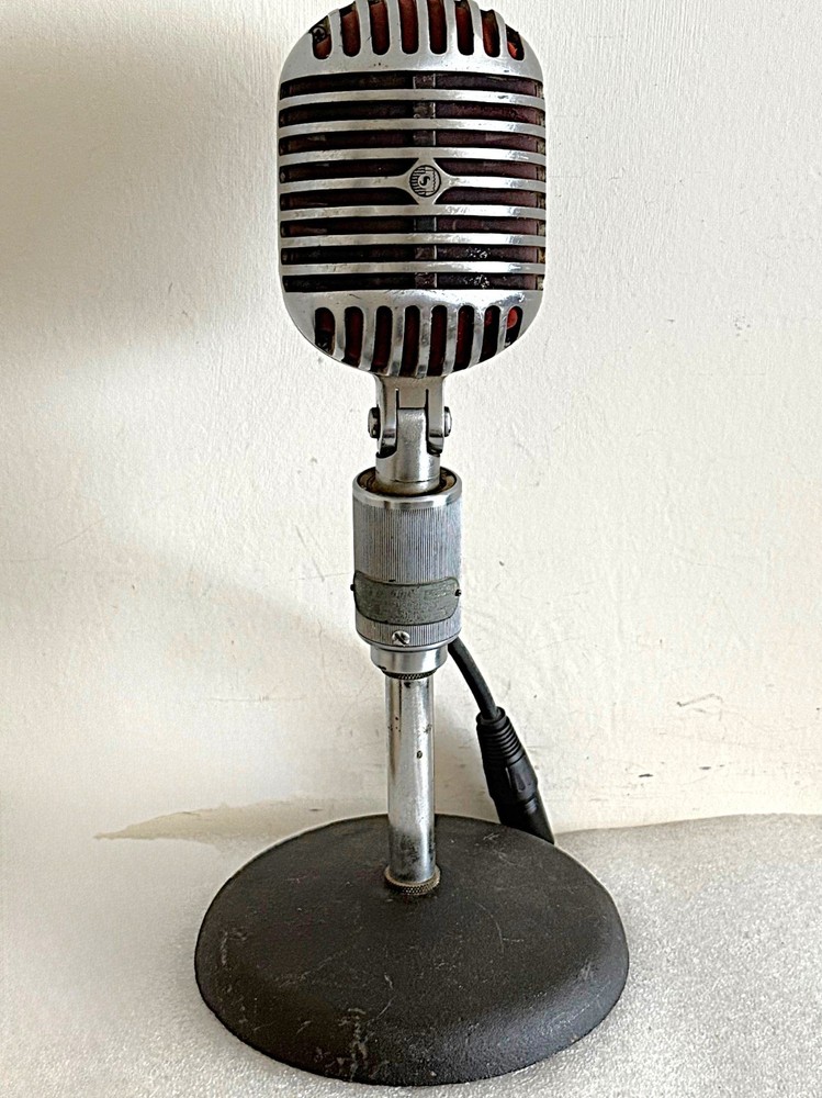 1950's Shure 556B Dynamic Microphone, working, includes adapter cable-stand-HEAR