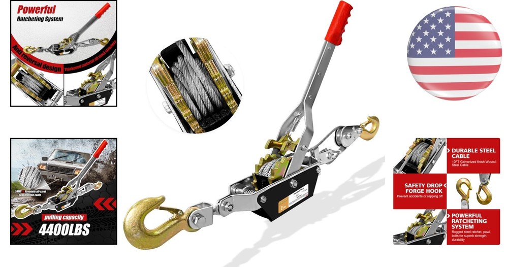 Durable Heavy-Duty Cable Winch Puller with Safety Latches for Secure Operations