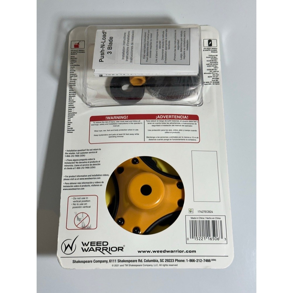 Weed Warrior Universal Push-N-Load 3 Blade Head Weed Wacker Replacement