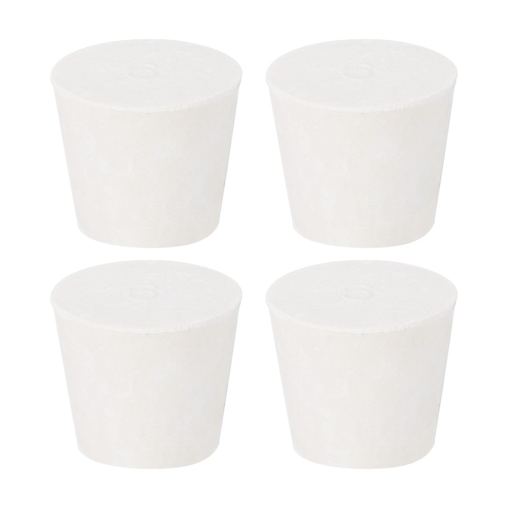 4Pcs Solid Rubber Stoppers, White 6# Tapered Lab Plugs, 33x25x28mm