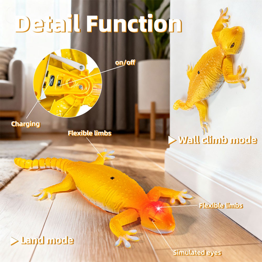 Wall Climb Gecko Toy Remote Control Interactive Game Wall Crawler Robot Kid Gift