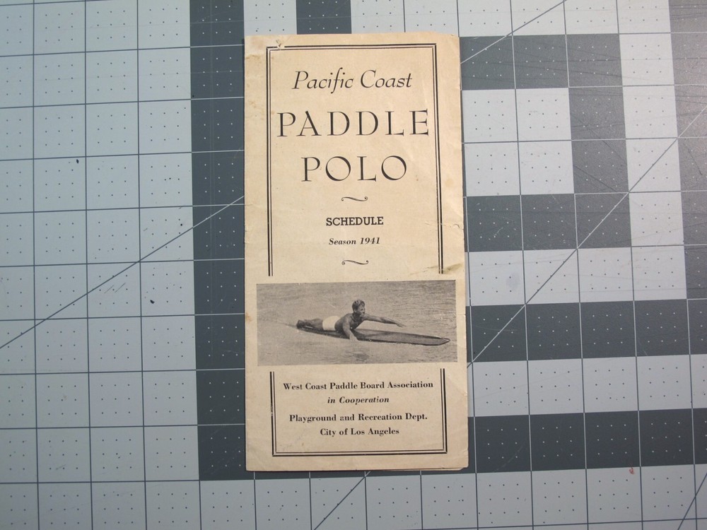 vtg Surfing ephemera - Thomas Rogers Paddle Board 1941 Paddle Polo Schedule