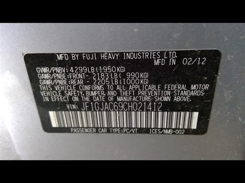 IMPREZA 2012 Headrest 349027