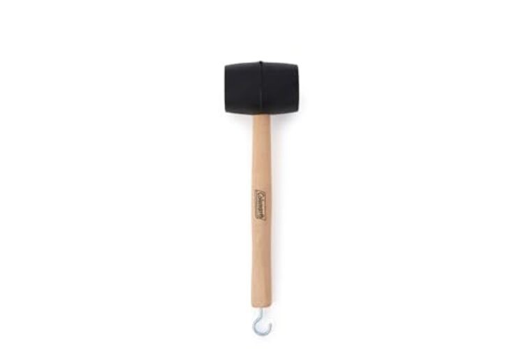 Rubber Mallet with Tent Peg Remover Hook, Double-Sided Mallet Head One Size