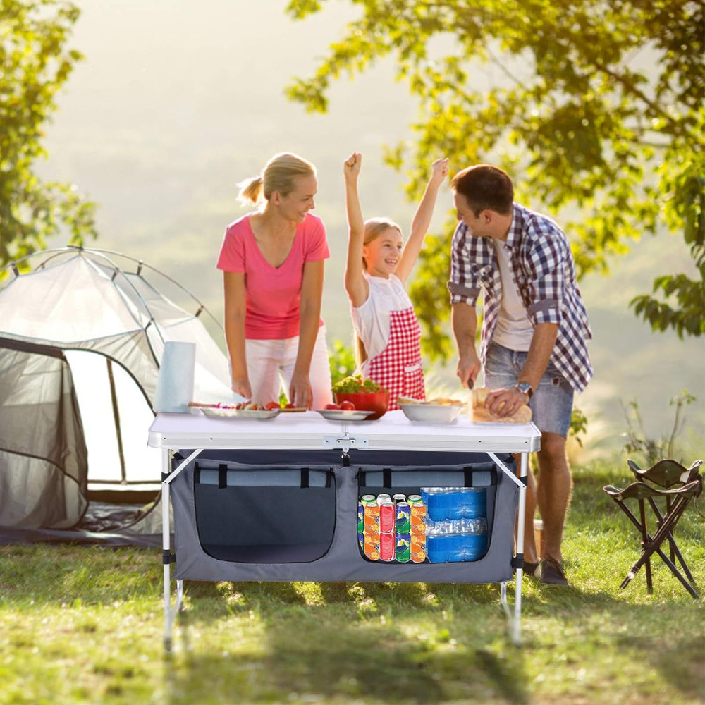 Camping Table Storage Aluminum Adjustable Outdoors Portable Tailgating