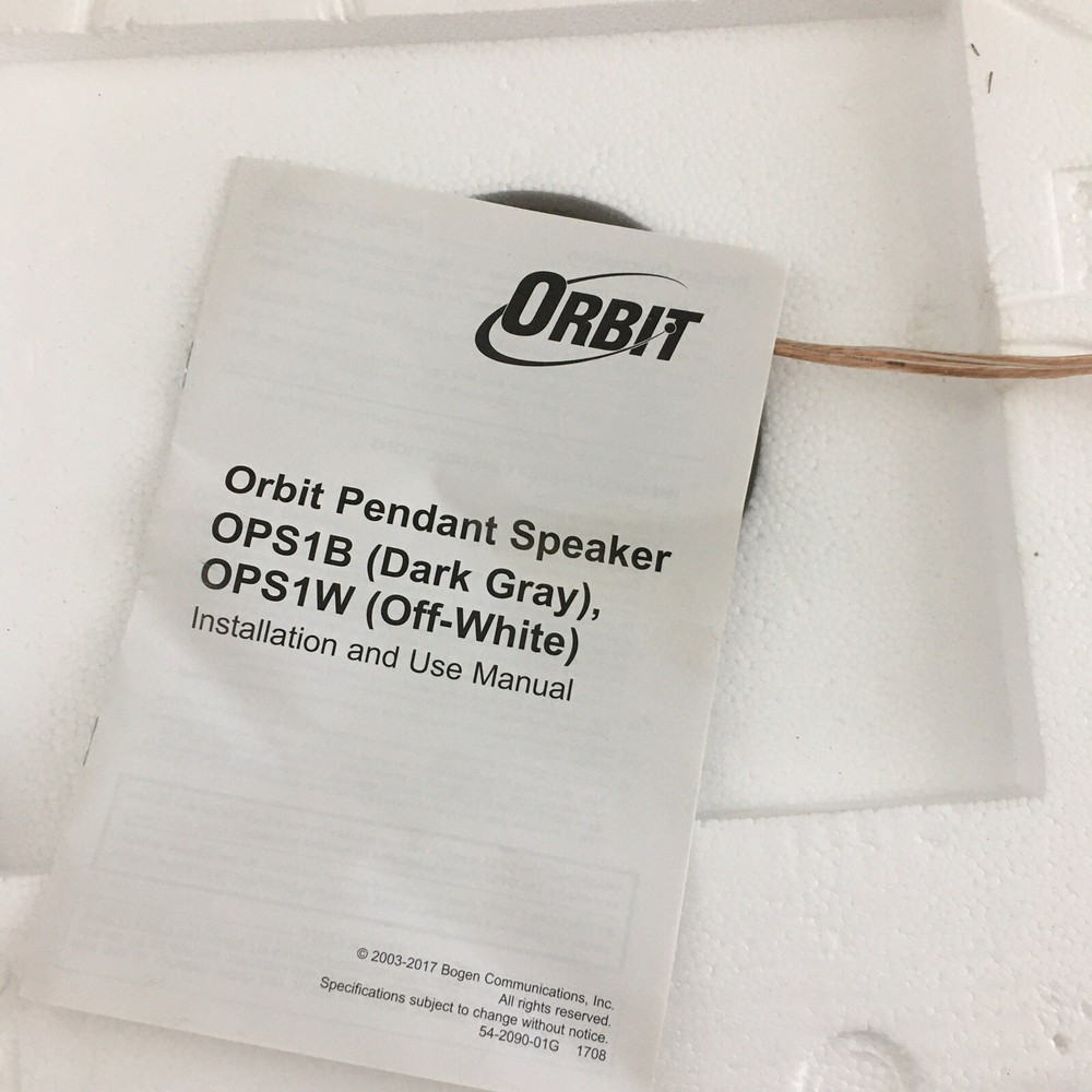 Bogen Orbit OPS1 Pendant Speaker - Passive - Cable - Off-White