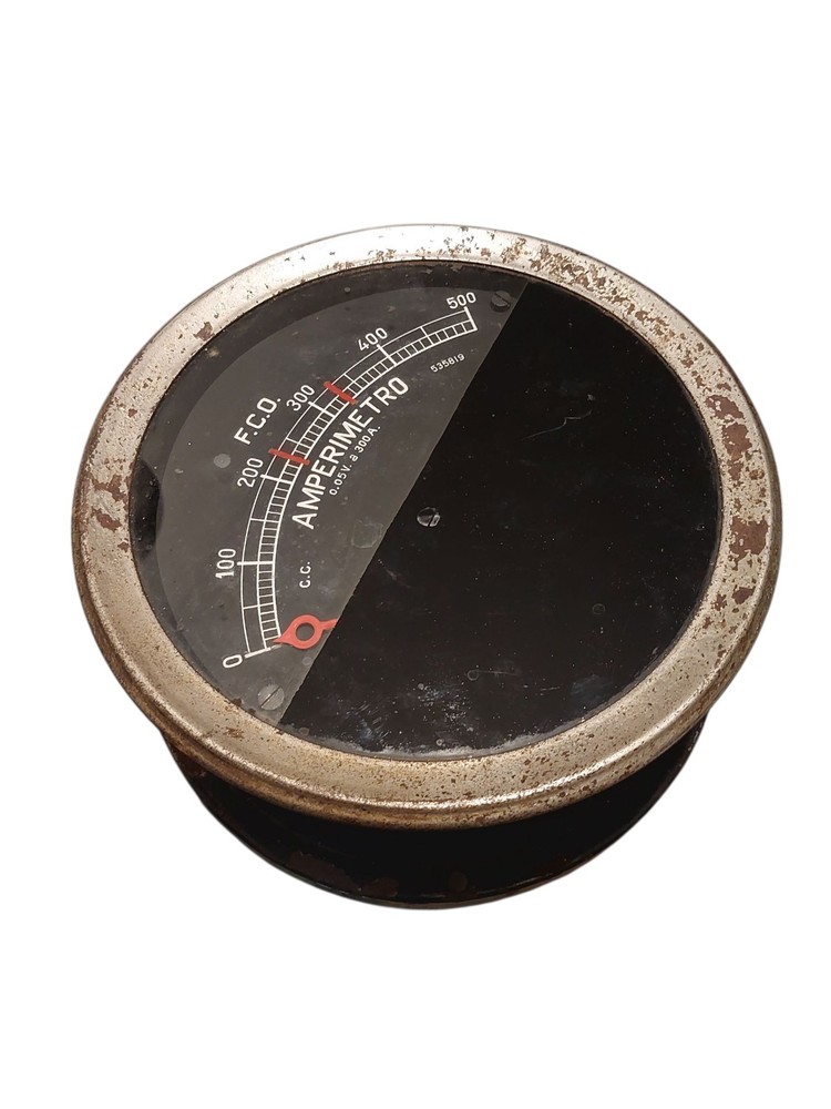 ANTIQUE LARGE HEAVY ARGENTINIAN RAILROAD AMMETER
