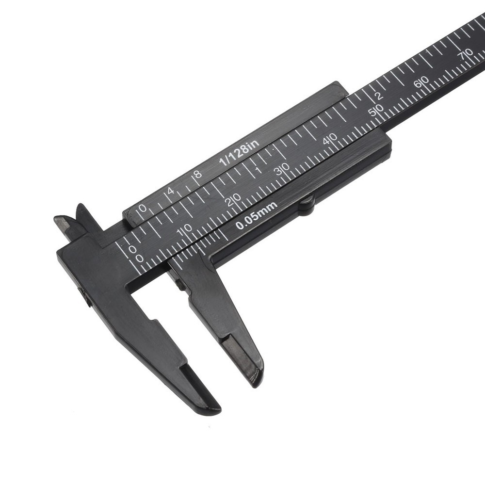 Vernier Caliper 80mm 3" Metric Mini Double Scale Plastic Ruler Measuring Tool