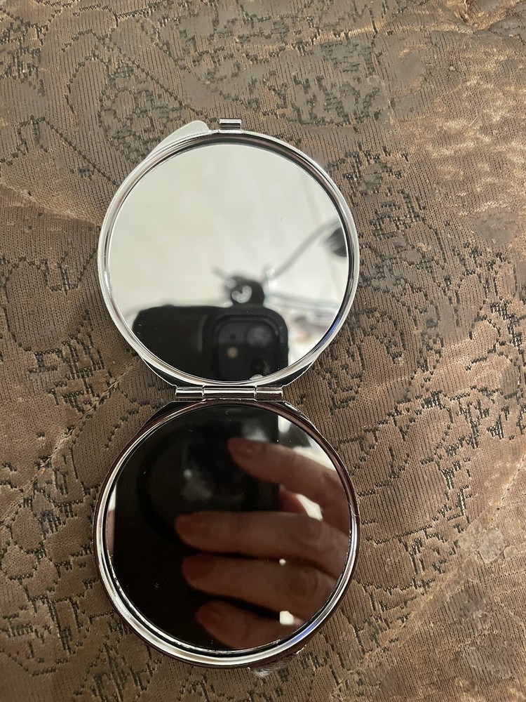 Retro Vintage Drummer Kitty Small Round Silver Mirror Compact