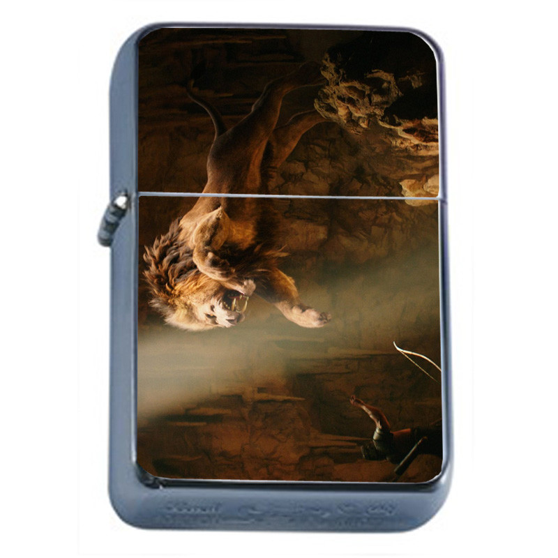 Fighting Lions D2 Flip Top Oil Lighter Wind Resistant