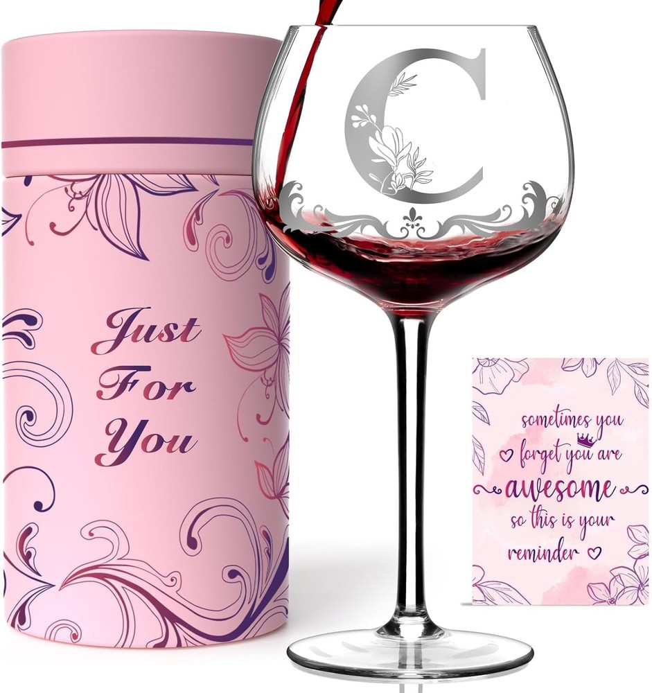 Personalized Monogram Gifts for Women - Customized Initial 16 Ounces, Clear