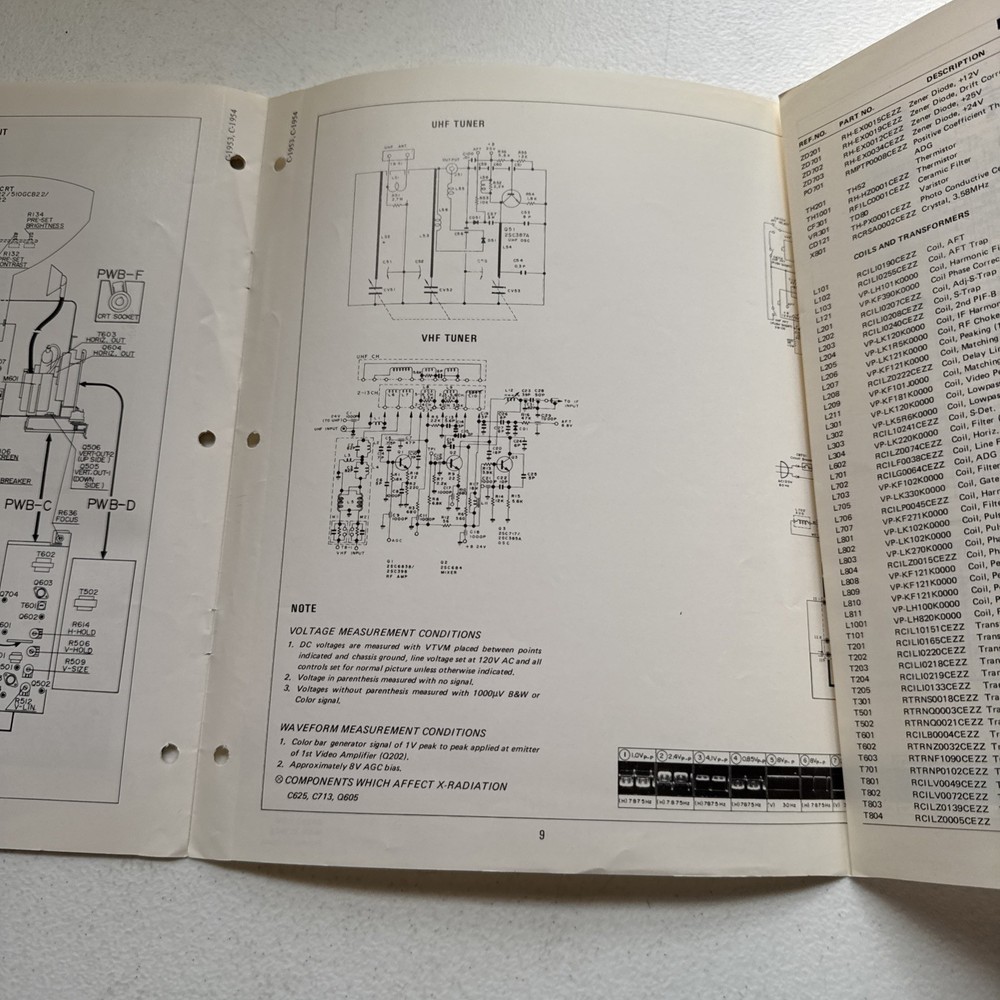 Sharp Electronics Color Television Models C-1953 & C-1954 Service Information