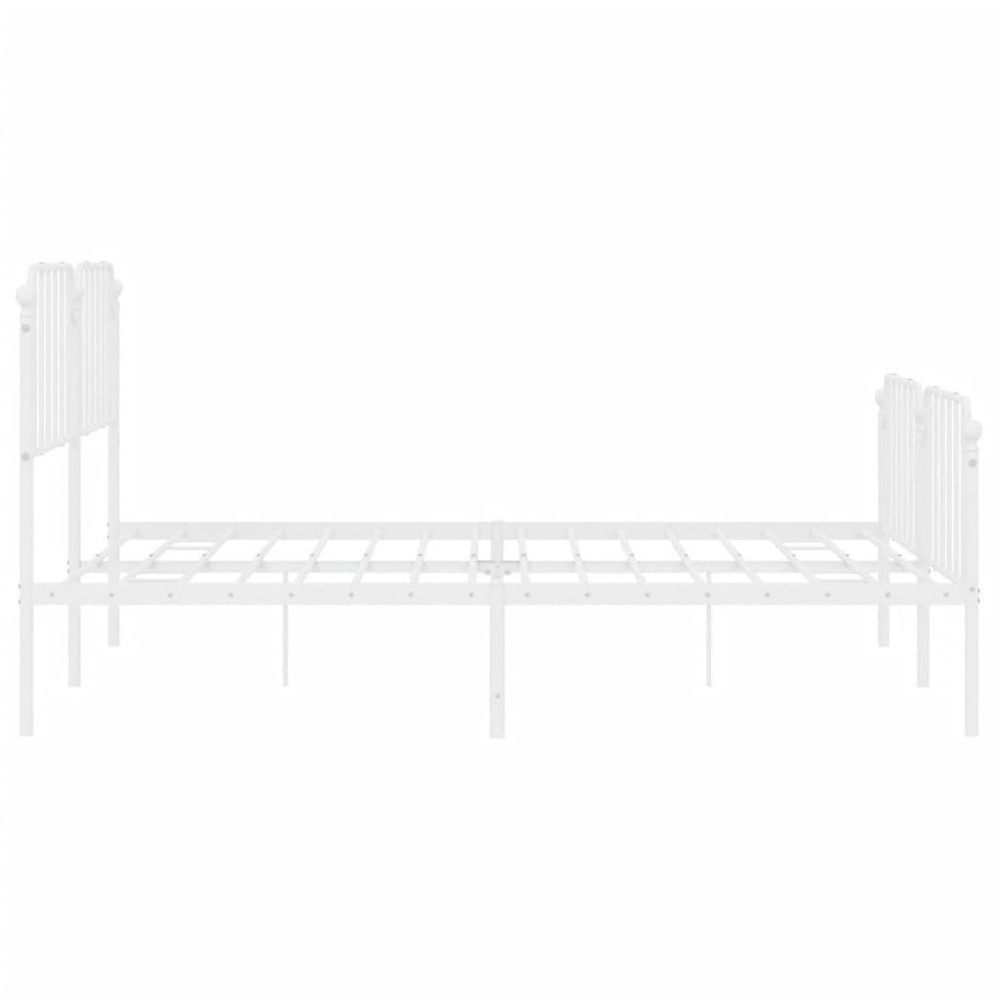 Bed Frame White Powder-Coated Steel Full Bed Frame Rectangular
