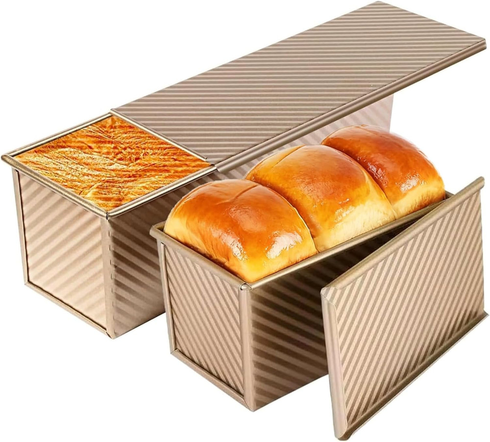 Pullman Loaf Pan with Lid, Pullman Loaf Pan 2.2 LB/1 LB, 2 Pack Nonstick Sandwic