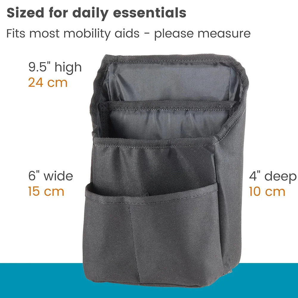 Compact Walker Bag with Easy Access Pockets Adjustable Straps for Wheelchair