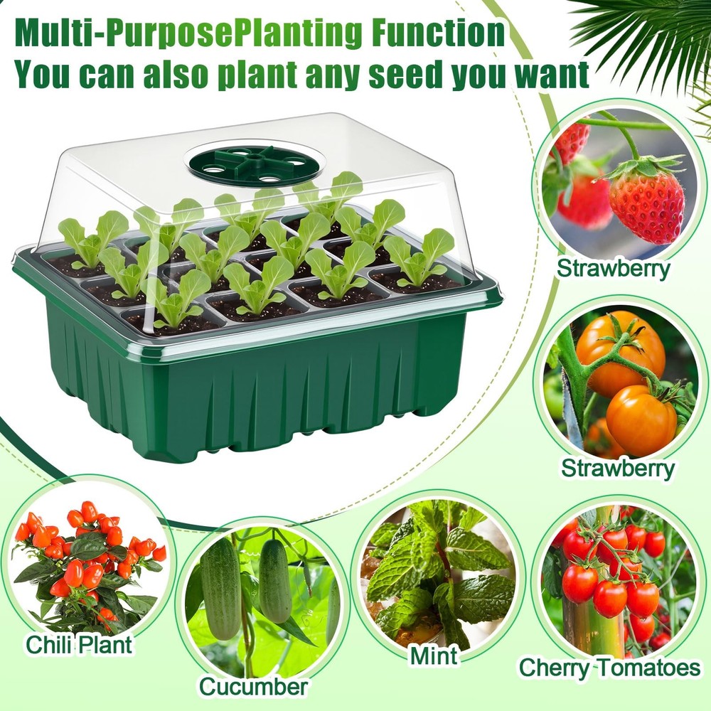 24 Pack Starter Tray Seedling Kit with Adjustable Humidity Dome and Base Indo...