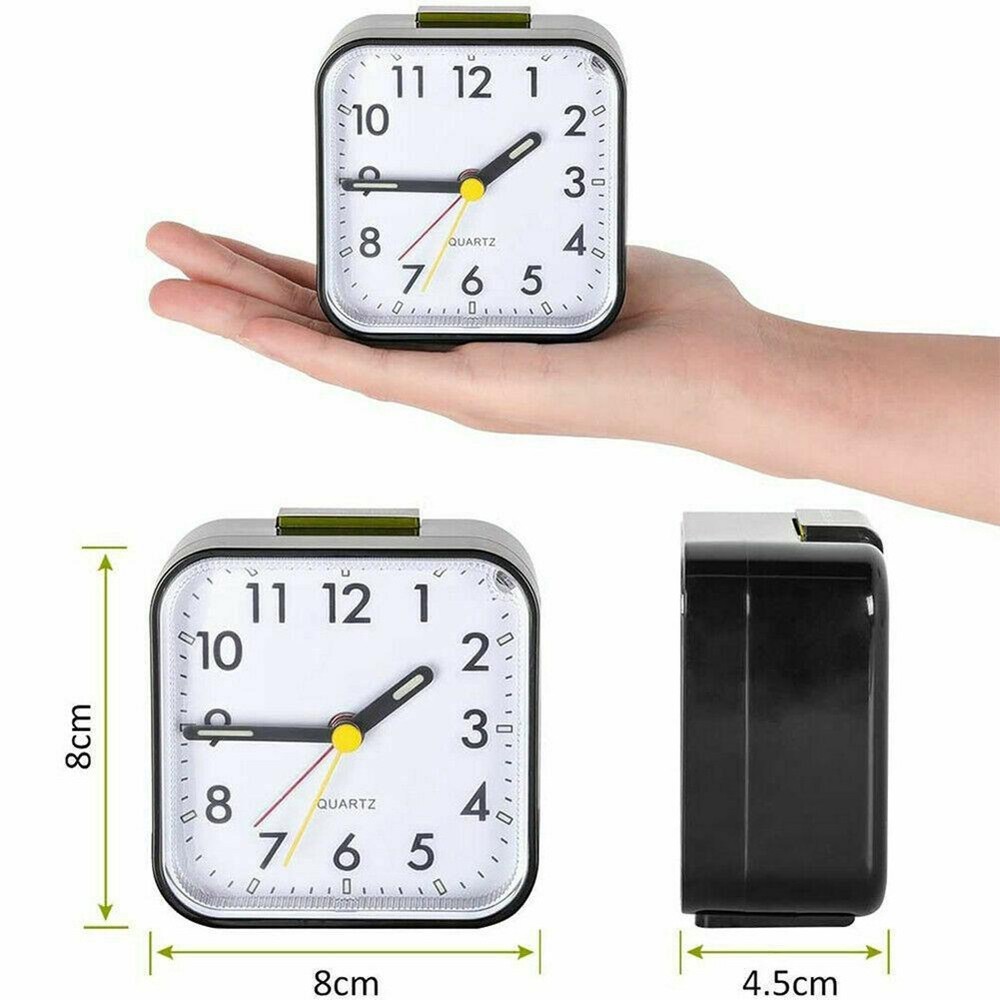 Silent Quartz Alarm Clock with Night Light and Large Display for Elderly