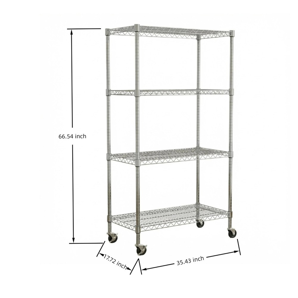 4-Tier Heavy-Duty Wire Shelving Unit Adjustable Rustproof Storage Rack