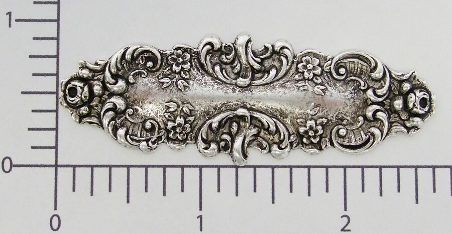 13274          Matte Silver Oxidized Victorian Tag Ornament Jewelry Finding