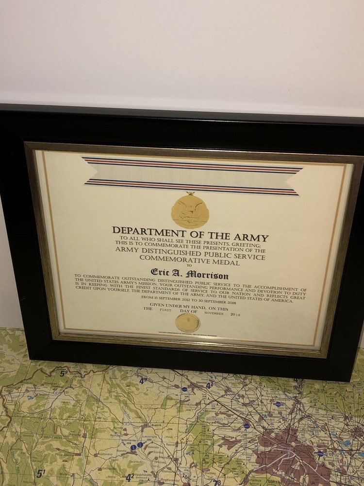 ARMY DISTINGUISHED PUBLIC SERVICE COMMEMORATIVE MEDAL CERTIFICATE ~ Type-1