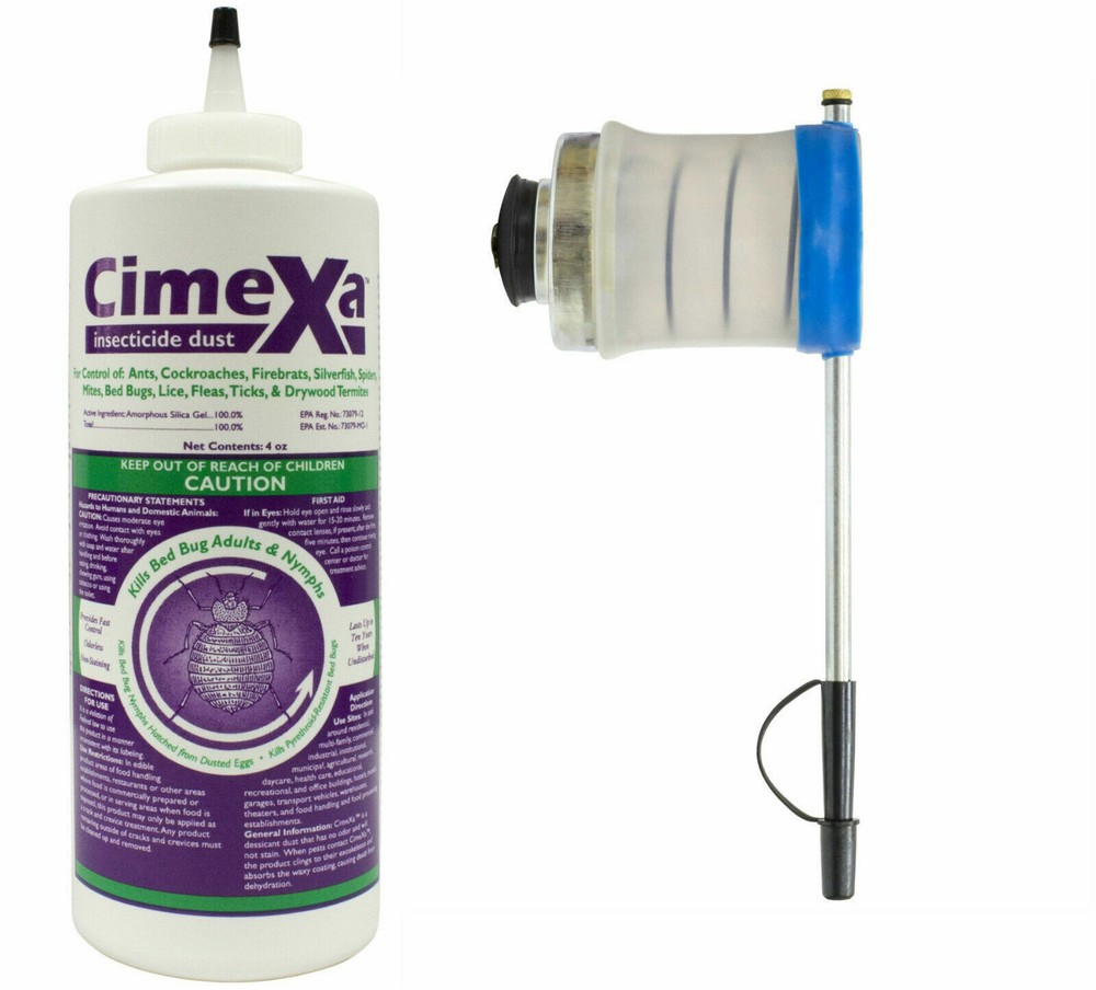 4 oz Cimexa Dust Pest INSECTICIDE & Bellow Puffer Duster Bedbugs Silverfish etc.