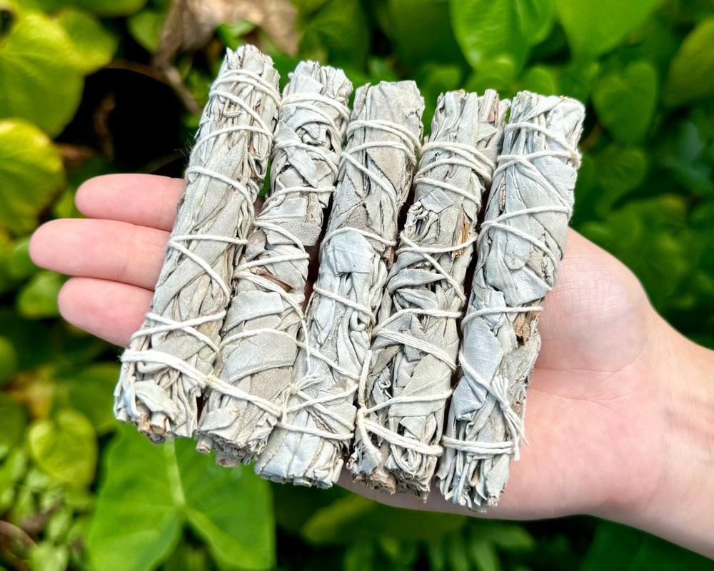 White Sage Smudge Sticks (Thin): 5 Pack Lot (Handy Travel Size Stick)