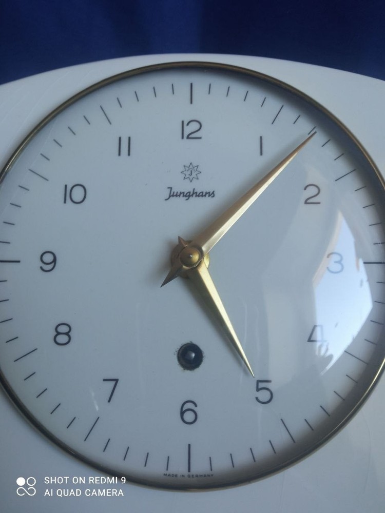 Vintage Kitchen Junghans Wall Clock German Ceramic Mechanical Clock RARE