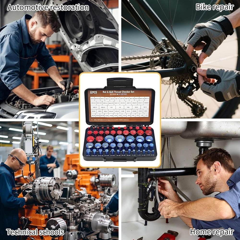 52PCS Thread Checker, Nut and Bolt Thread Checker, Thread Checker Kit in Stan...