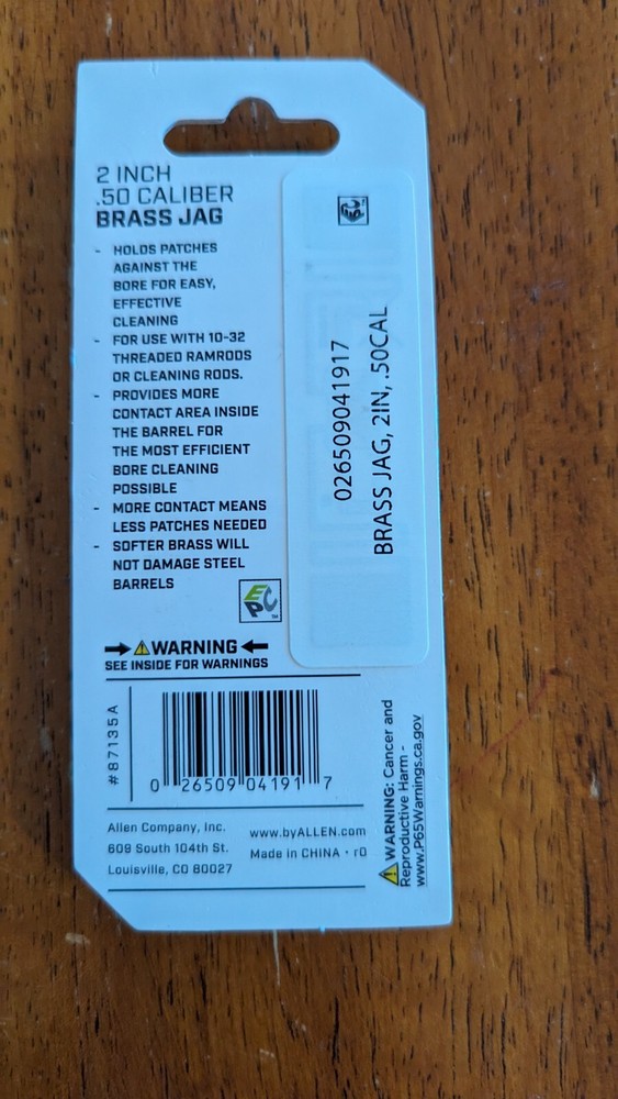 Thunder Cloud .50 Cal Brass Jag 2" Muzzleloader