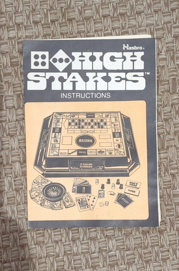 High Stake Board Game Instructions - Vintage Rules Manual (1974)