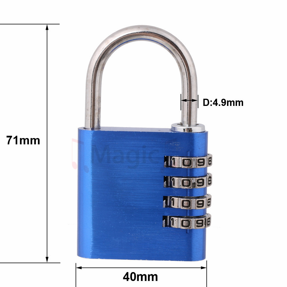 4 Digit Number Secure Password Luggage Lock gym Lock Blue