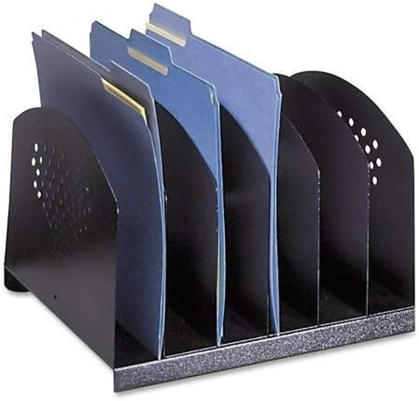 3155BL Steel Desk Organizer Rack with 6 Vertical Sections, Black