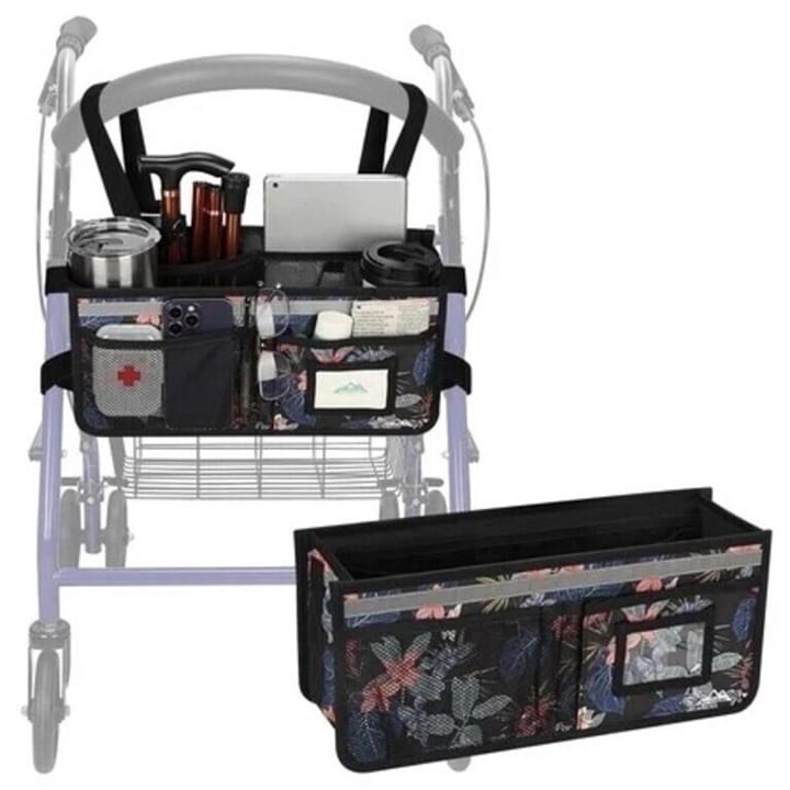 SupreGear Rollator Basket Floral Organizer Bag Lightweight Polyester