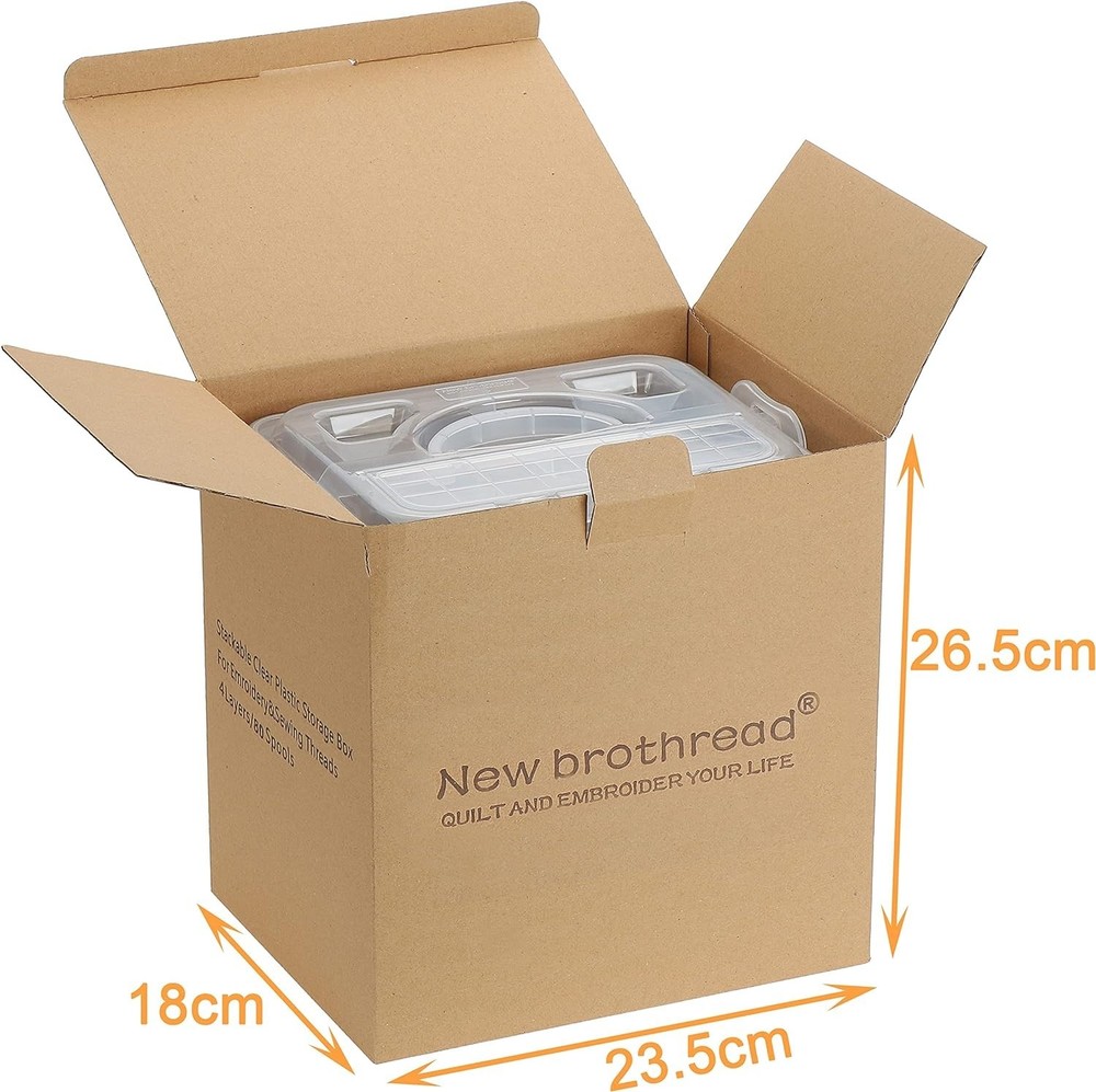 4 Layers Stackable Clear Storage Box/Organizer for Holding 80 Spools Home Emb...