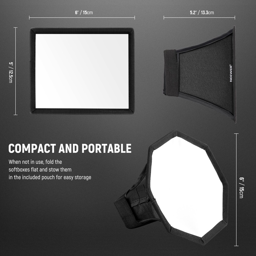 NEEWER NS5PD 2-Pack Flash Diffusers - Octagon/Rectangle for Godox