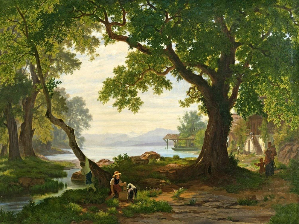 girl under the tree by R. Zund Tile Mural Kitchen Wall Backsplash Ceramic 10x8