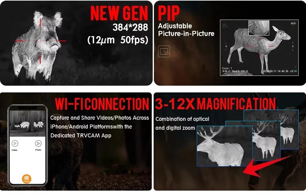 GRL335 Thermal Night Vision Rifle Scope 35mm Multi-Function One-Shot Zeroing