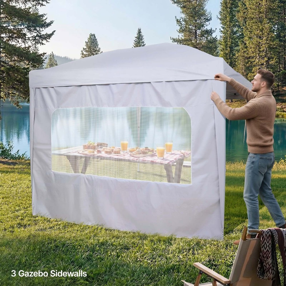 10x10ft Canopy Side Wall – 210D WP Fabric, UV Blocking, Hook-&-Loop & Top Straps