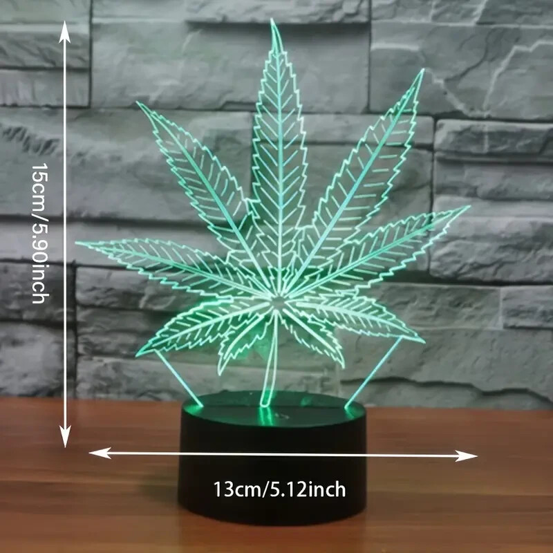 Marijuana Leaf 7 Color Change Night Light with Remote USB LED pot weed 3d