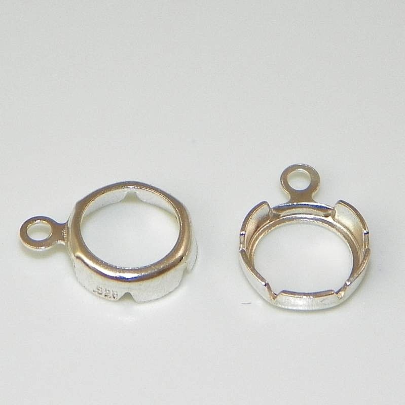 4mm Round Sterling Silver High Wall Backset Drops ( 2 Pieces )